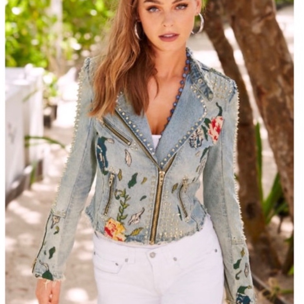NWT Blank NYC Embroidered & studded jean jacket - Picture 8 of 8